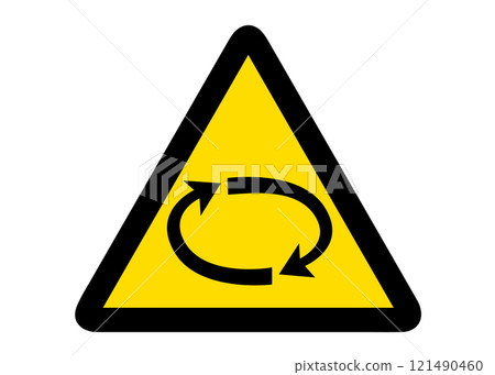 Rotating parts caution warning sign pictogram illustration Rotating parts caution warning sign pictogram illustration 121490460