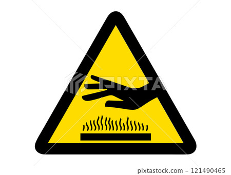 High temperature caution, danger, warning sign, pictogram illustration High temperature caution, danger, warning sign, pictogram illustration 121490465