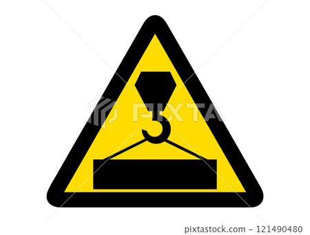 Crane operation warning sign pictogram sign (vector) 121490480