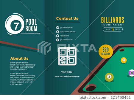 Billiards Game Cartoon Style Brochure Background Templates Billiards Game Cartoon Style Brochure Background Templates 121490491