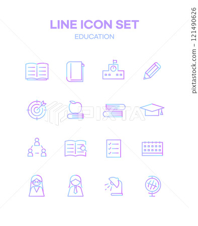 Gradient Line Icon Set 121490626