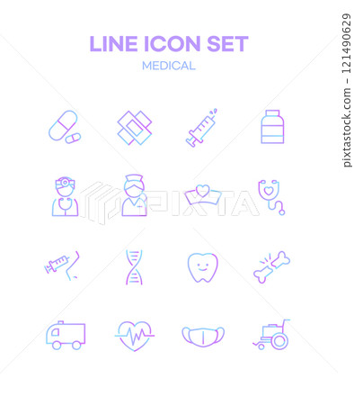 Gradient Line Icon Set 121490629