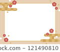 紅梅花與日本圖案框架 121490810