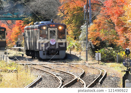 渡良瀨溪國鐵道“紅葉時澤入站出站即行” 121490922