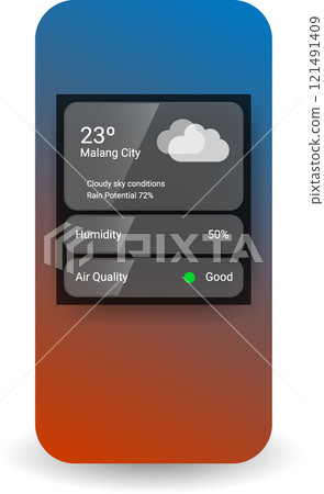 Weather App Widget Design With Temperature Humidity And Air Quality Indicators Weather App Widget Design With Temperature Humidity And Air Quality Indicators 121491409
