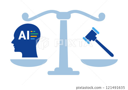 Ethics regulations of AI artificial intelligence hammer gavel judgement legal 121491635