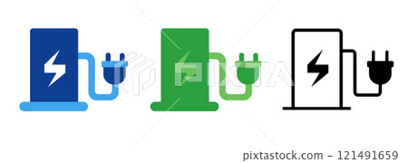 charging station for car charge electric vehicle icon symbol sign 121491659