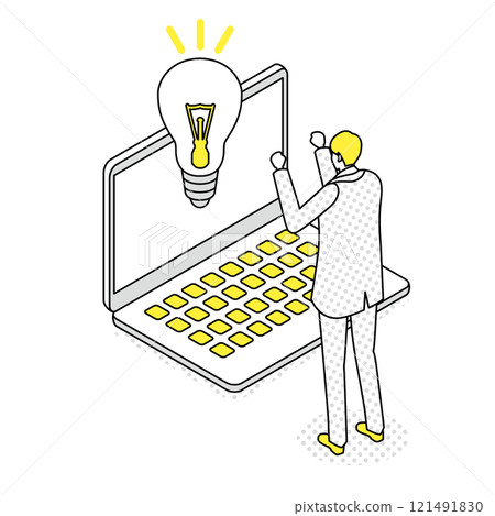 Isometric_A man who has a good idea for business Isometric_A man who has a good idea for business 121491830