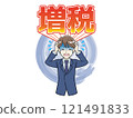 A businessman screaming and holding his head over the tax increase 121491833