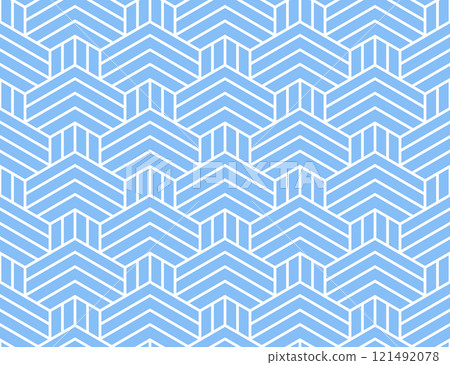 Abstract geometric pattern with stripes, lines. Seamless vector background. White and blue ornament. Simple lattice graphic design Abstract geometric pattern with stripes, lines. Seamless vector background. White and blue ornament. Simple lattice graphic design 121492078