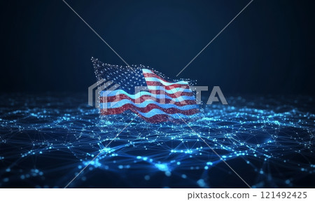 Abstract technological USA flag, template background. Digital concept illustration Abstract technological USA flag, template background. Digital concept illustration 121492425