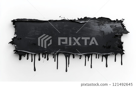 Black watercolor grunge stains and rectangle line, abstract banners 121492645