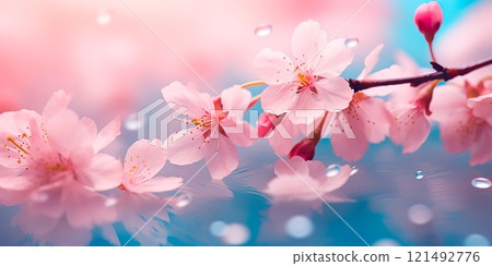 background with whimsical cherry blossoms falling gently, creating a serene and magical setting. background with whimsical cherry blossoms falling gently, creating a serene and magical setting. 121492776