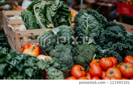 Fresh vegetables in the market, healthy food concept 121493101
