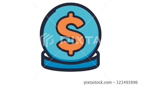 Simple finance icon with a bold dollar sign, minimalist design with a modern touch 121493896