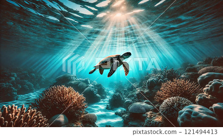 Sea turtles and reefs 121494413