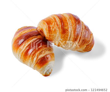 freshly baked in oven croissants isolated on white freshly baked in oven croissants isolated on white 121494652