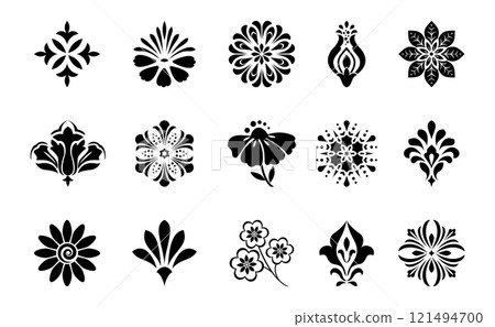 Flower icons set. Isolated elements for design. Vector graphics. 121494700