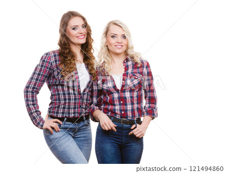 Portrait adult daughter with mother. 121494860