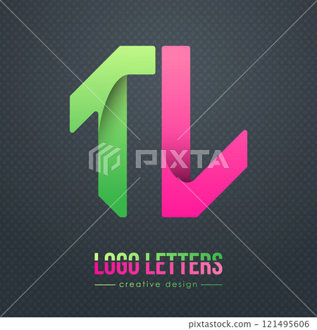 Creative design of the letters T and L. A template for a corporate brand, logo, and business card. A recognizable element of the brand name. The idea of thematic creativity 121495606