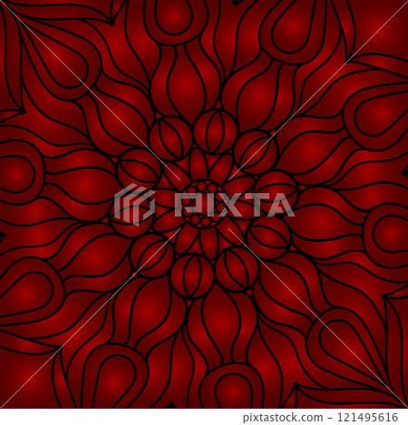 Colorful background with symmetrical pattern. Gradient ornament. There is a template for interior decoration, screensavers, covers and the implementation of a creative idea 121495616