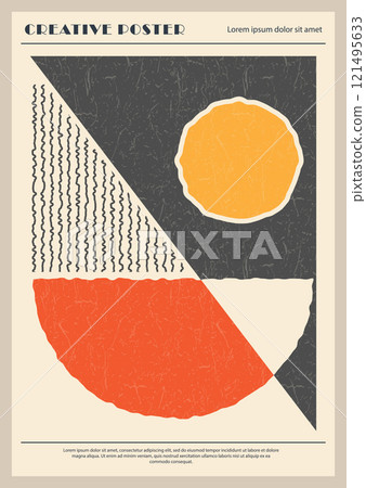 Geometric poster. Creative idea for interior design, postage stamp or cover Geometric poster. Creative idea for interior design, postage stamp or cover 121495633