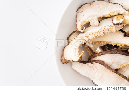 Close up of slices of dried shiitake mushrooms (donko) Close up of slices of dried shiitake mushrooms (donko) 121495768