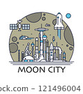 "Moon, Space Station" Vector Illustration 121496004