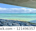 Okinawa's ocean seen from under the bridge 121496357