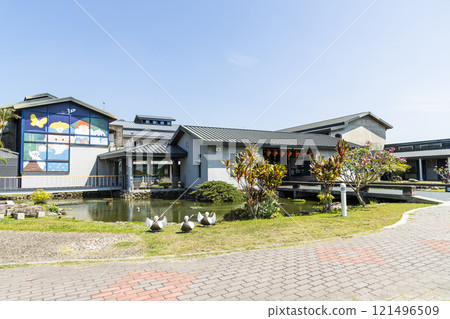 The architectural landscape of Meinong Hakka Cultural Museum in Kaohsiung, Taiwan. It is one of the famous attractions in Kaohsiung. 121496509
