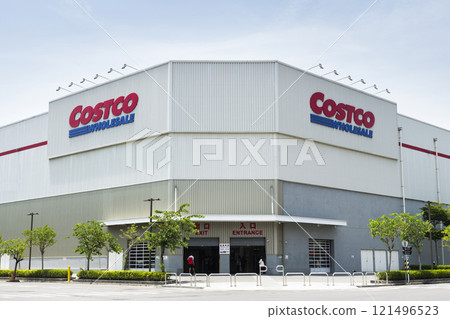 View of Costco wholesale storefront in Tainan, Taiwan. Costco Wholesale Company is the largest membership warehousing club in the United States. 121496523