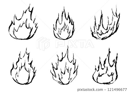 Set of hand-drawn flame illustrations Set of hand-drawn flame illustrations 121496677