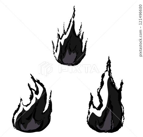 Brush-drawn black flame illustration Brush-drawn black flame illustration 121496680