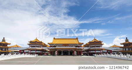 Building view of Orthodox Luermen Shengmu (Mazu) Temple in Tainan, Taiwan, one of the Taijiang National Park attractions. 121496742