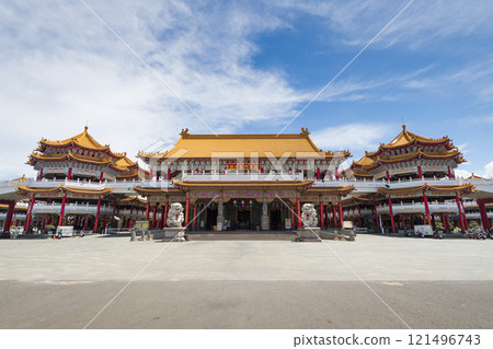 Building view of Orthodox Luermen Shengmu (Mazu) Temple in Tainan, Taiwan, one of the Taijiang National Park attractions. 121496743