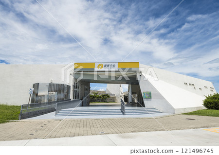Building view of the Qigu visitor center in Tainan, Taiwan, one of the Southwest Coast National Scenic Area attractions. 121496745