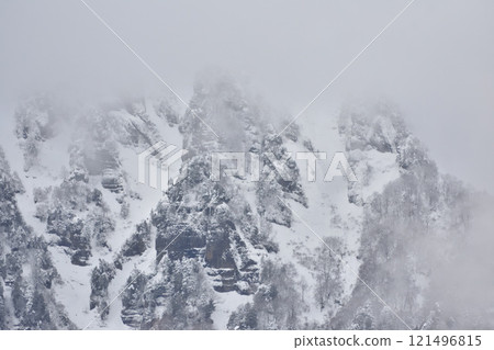 Mountain surface of snowy mountain 121496815