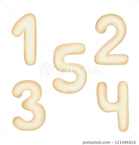 Figures of numbers drawn in watercolor Figures of numbers drawn in watercolor 121496828