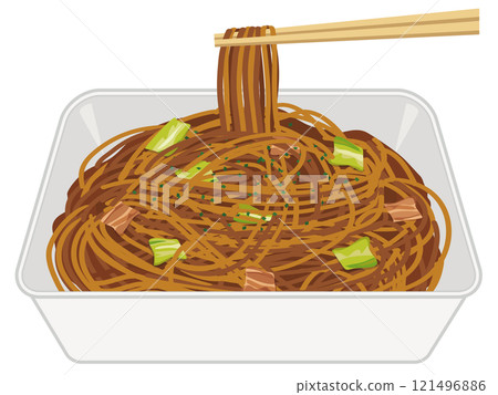 杯麵_醬炒麵_提起麵條 121496886