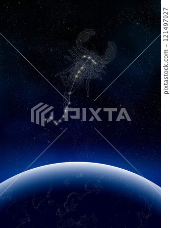 Scorpio flying through the sky (constellation illustration) Scorpio flying through the sky (constellation illustration) 121497927
