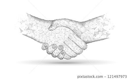 Abstract handshake on white vector illustration or background 121497973