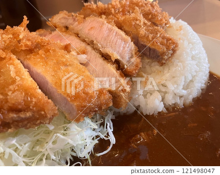 Katsu curry with thick pork cutlets - Katsu curry made by a tonkatsu restaurant Katsu curry with thick pork cutlets - Katsu curry made by a tonkatsu restaurant 121498047