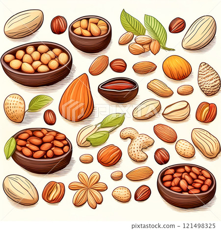 各種堅果插畫素材 各種堅果插畫素材 121498325