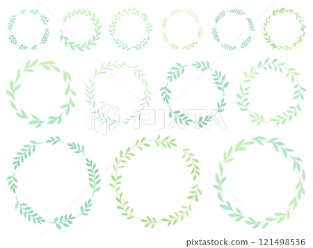 Pale green gradation leaf ring frame set Pale green gradation leaf ring frame set 121498536