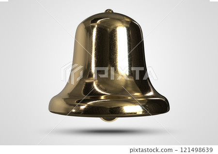 Shiny gold bell on a plain background. 3d illustration Shiny gold bell on a plain background. 3d illustration 121498639