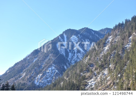 landscape of five flowers lake at Jiuzhaigou natural national park travel location in China  121498744