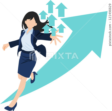 Illustration of a businesswoman heading straight for the future Illustration of a businesswoman heading straight for the future 121498829