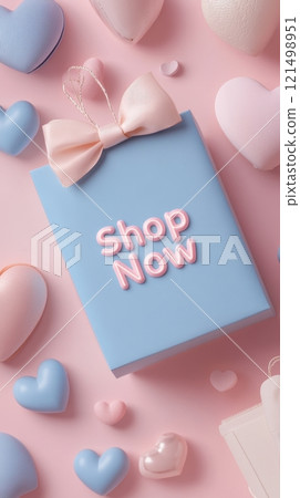 Dreamy Sales Promotion Design with Pastel Heart Patterns and Glowing Elements 121498951