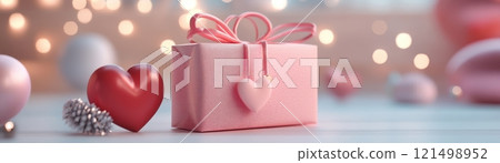 Festive Gift Boxes with Glowing Hearts and Sale Tag for holidays birthdays or any special occasion 121498952