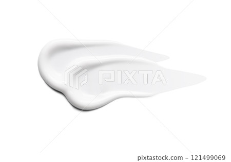 A sample of a white cosmetic gel or cream. Isolated on a white background A sample of a white cosmetic gel or cream. Isolated on a white background 121499069